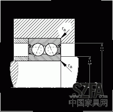 角接觸球軸承 30/8-B-2Z-TVH, 雙列，雙側(cè)間隙密封，接觸角 α = 25°