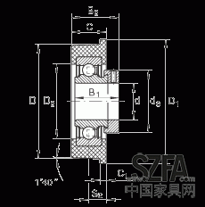 外球面球軸承 CRB30/92, 帶橡膠插入件，偏心鎖圈定位，兩側(cè) P 型密封