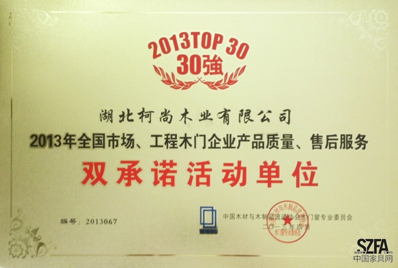 2013年中國木門30強(qiáng)